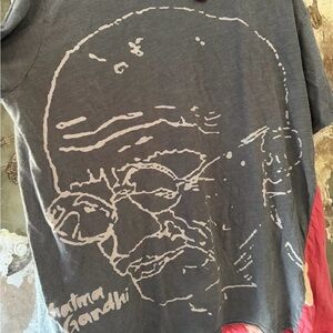 Magnolia Pearl Black Tee with White Gandhi Line Portrait